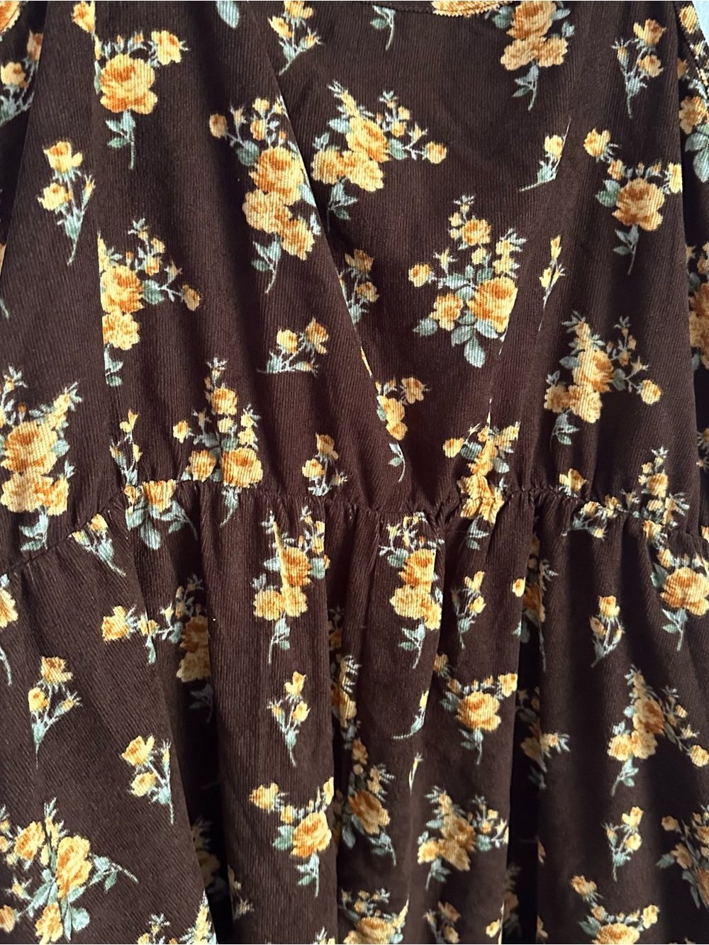 Bloomchic 3X 22/24 women’s overall corduroy floral dress midi brown fall 22-24 - Picture 7 of 8